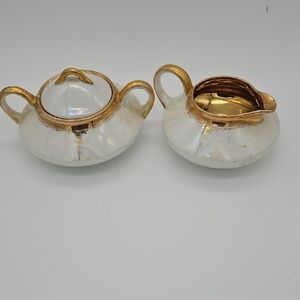 Vintage Gold and White Serveware Set
